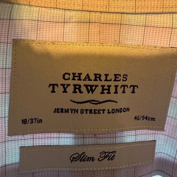 Charles Tyrwhitt Men's Blue /LavenderSlim Fit Long Sleeve Dress Shirt Size 18/37 - Picture 7 of 8